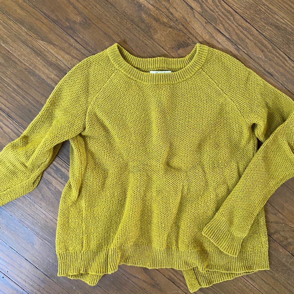 Madewell mustard sweater with unique back